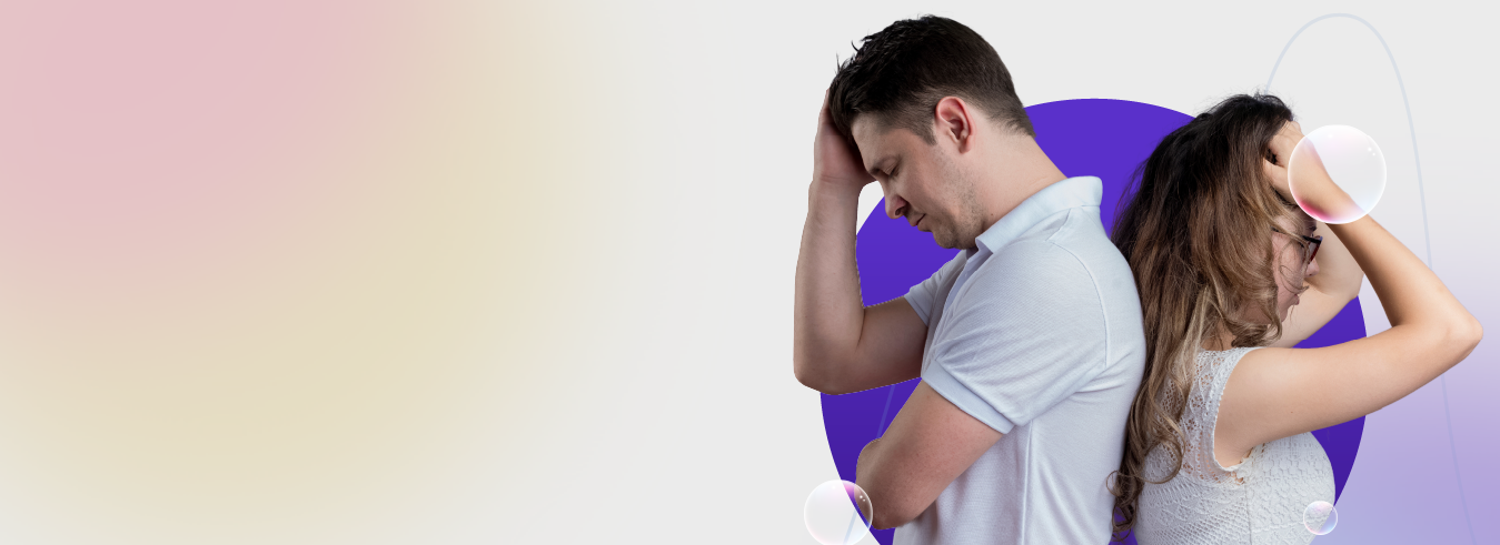 pareja pensativa mirando en direcciones opuestos